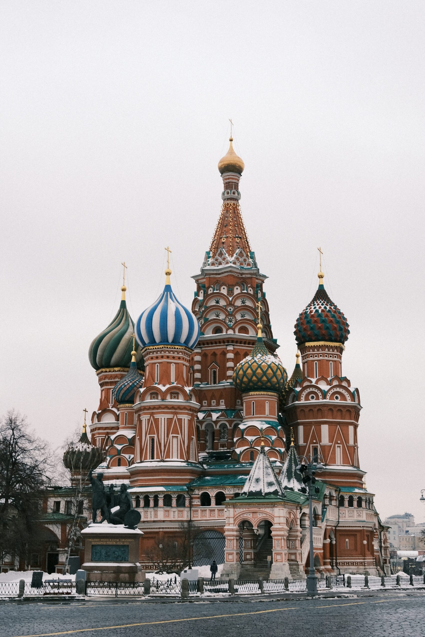 Saint basil's cathedral covered in snow during winter